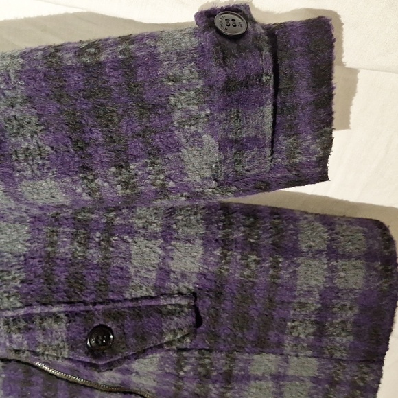 Plaid Pea Coat, Purple Grey With Hood, Madden Girl, Sz 12, NWOT - Picture 5 of 16